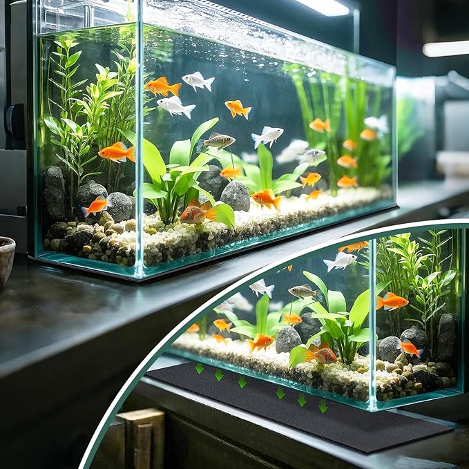 15 x 30 x 0.2 Inches Aquarium Leveling Mat 2PCS/Set Neoprene Non-Slip Shockproof Fish Tank Pad Waterproof Textured Surface for Uneven Surfaces Durable Fish Tank Mat with Easy-Cut Edges-PurrikoPets