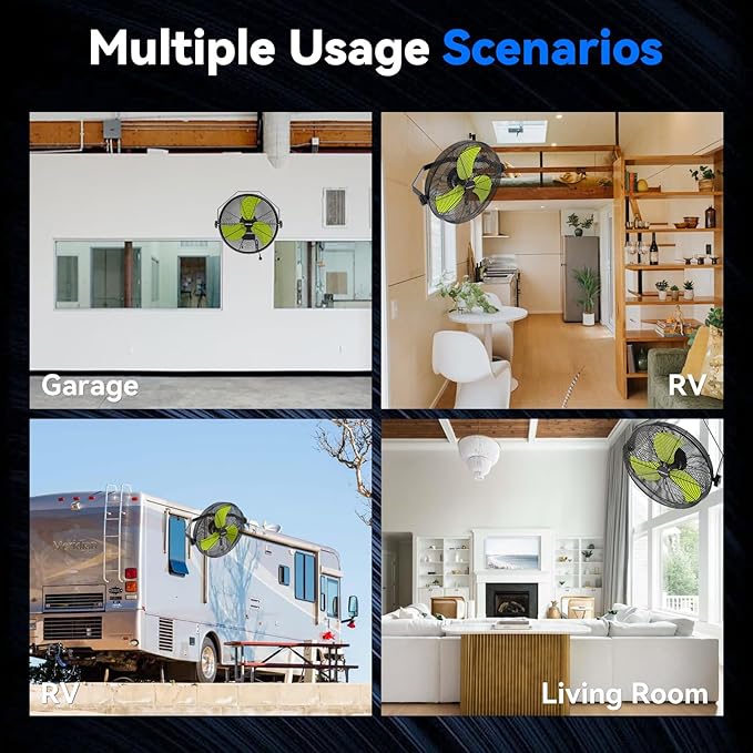 4580 CFM 18 inch High Velocity Wall Mounted Fan, 3-Speed Metal Fan with Sealed Motor, 360 Degree Tliting Heavy Duty Wall Fan for Patio, Barn, Garage, and Gazebo - UL listed-PurrikoPets