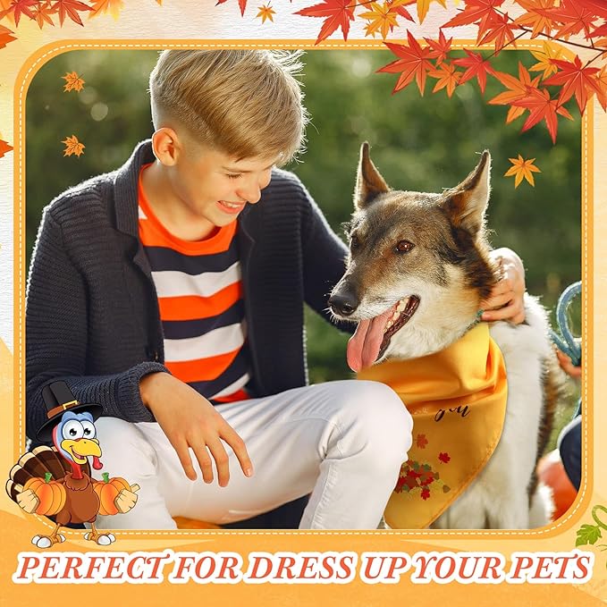 200 Pcs Fall Thanksgiving Dog Bandana Bulk with Sayings Pet Triangle Scarf Bibs Washable Puppy Kerchief Adjustable Grooming Supplies for Small Medium Large Dog Cat Costume Accessories-PurrikoPets
