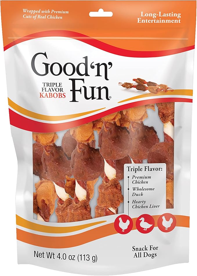 Good'N'Fun Triple Flavored Rawhide Kabobs for Dogs-PurrikoPets