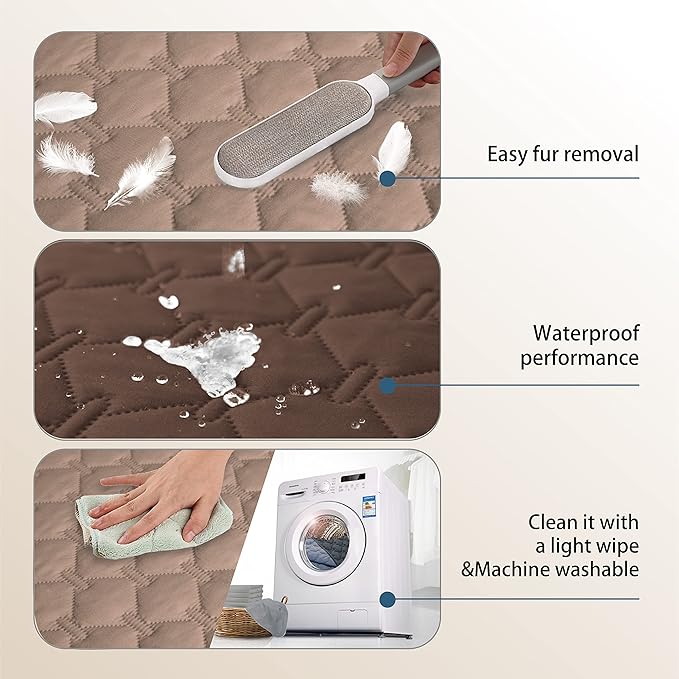 gogobunny 100% Double-Sided Waterproof Dog Bed Cover Pet Blanket Sofa Couch Furniture Protector for Puppy Large Dog Cat, Reversible (32x53 Inch (Pack of 1), Dark Chocolate/Light Chocolate)-PurrikoPets