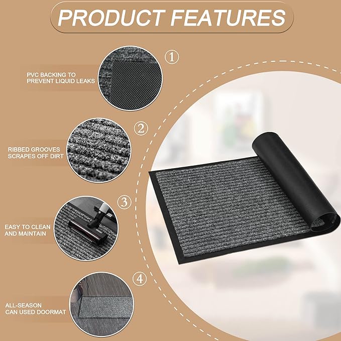 Front Door Mat Outside Entrance, 120" x 36" Sturdy Indoor Outdoor Mats for Entryway, Low Profile Welcome Doormat for Home Entrance, Non Slip Shoe Scraper Mat, Ideal for High Traffic Area-PurrikoPets