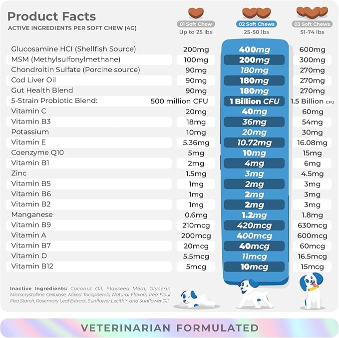 10 in 1 Multivitamin for Dogs - Glucosamine Chondroitin for Joint Support + Digestive Enzymes & Probiotics - Cod Liver Oil & Vitamins with Coq10 for Skin & Heart Health, Gut & Immune Support-PurrikoPets