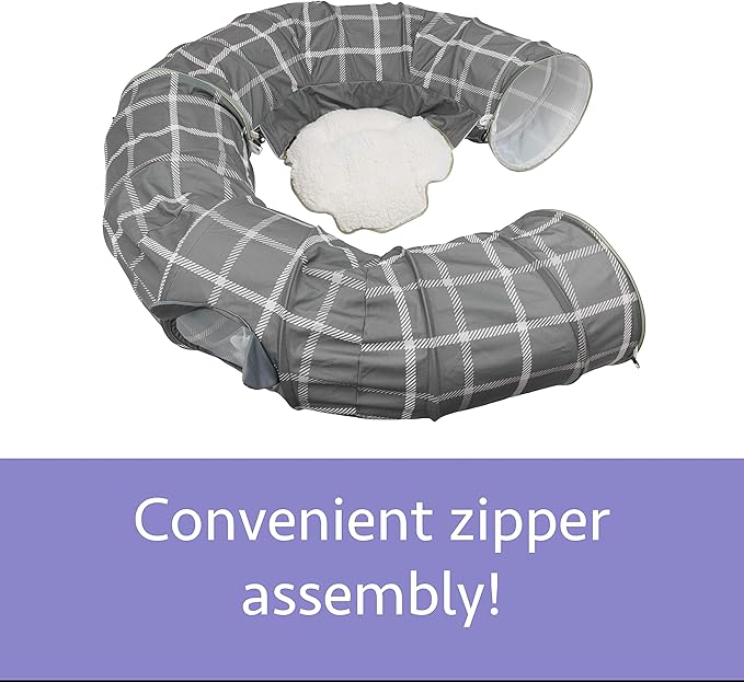 Kitty City Large Cat Tunnel Bed, Cat Bed, Pop Up Bed, Cat Toys, Gray-PurrikoPets