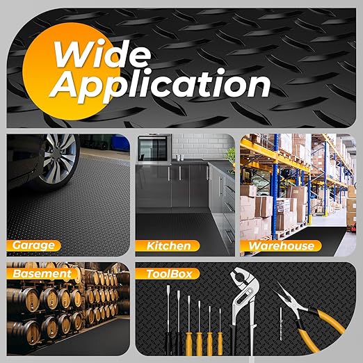 7.8 x 20 FT Garage Floor Mat, 2.8mm Thickness Diamond Plate Vinyl Garage Flooring Roll for Under Car, Large Size 156 SQFT for Large SUVs, MPV, Pickup Truck, Black-PurrikoPets