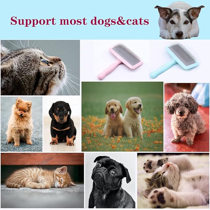 Air Cushion Slicker Brush for Dogs Cats,Soft Pin Shedding Brush for Short Haired Dog,Cat, Pet Grooming Wire Brush for Thin Curly Matted Tangled Hair,14mm(0.55"),Green-PurrikoPets