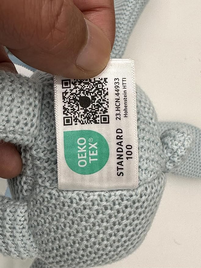 100% Organic Cotton Baby Toys Blue Bunny Rabbit Stuffed Animals for Newborn 7.1"-PurrikoPets