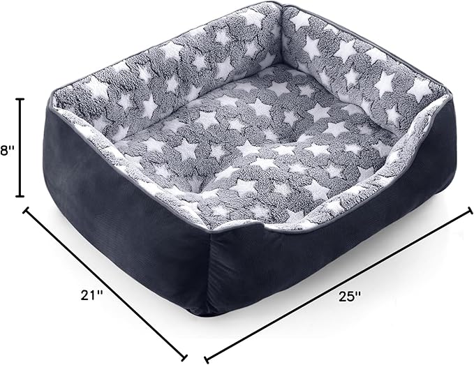 GASUR Dog Beds Small Plus Size, Small Dog Bed Washable, Orthopedic Pet Sofa Bed, Pet Cuddler Anti-Slip Bottom, Soft Calming Sleeping Warming Puppy Bed (S Plus (25"x 21"x 8"), Black)-PurrikoPets