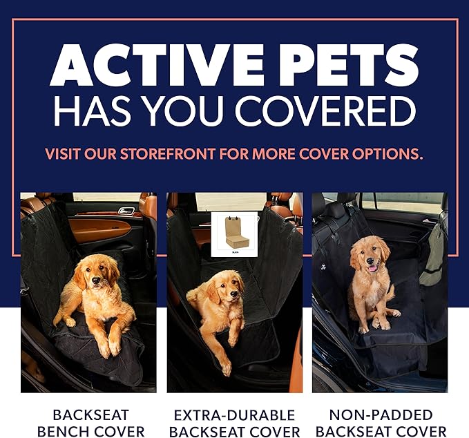 Active Pets Dog Car Seat Cover, Waterproof Front Seat Protector for SUV Truck Sedan, Pet Safety Travel Comfort System with Universal Fit, Beige-PurrikoPets
