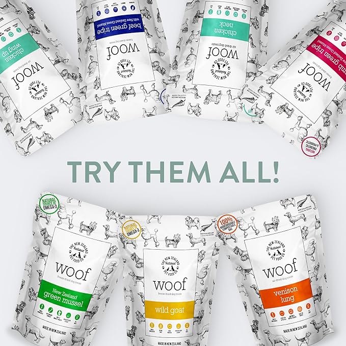 Air Dried WOOF Chicken Neck Treat - Mixer, or Topper - Air Dried, High Protein,Natural, Single Ingredient - 1.76oz-PurrikoPets