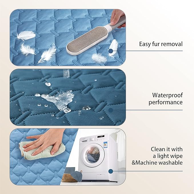 gogobunny 100% Double-Sided Waterproof Dog Bed Cover Pet Blanket Sofa Couch Furniture Protector for Puppy Large Dog Cat, Reversible (82x120 Inch (Pack of 1), Dark Blue/Light Blue)-PurrikoPets