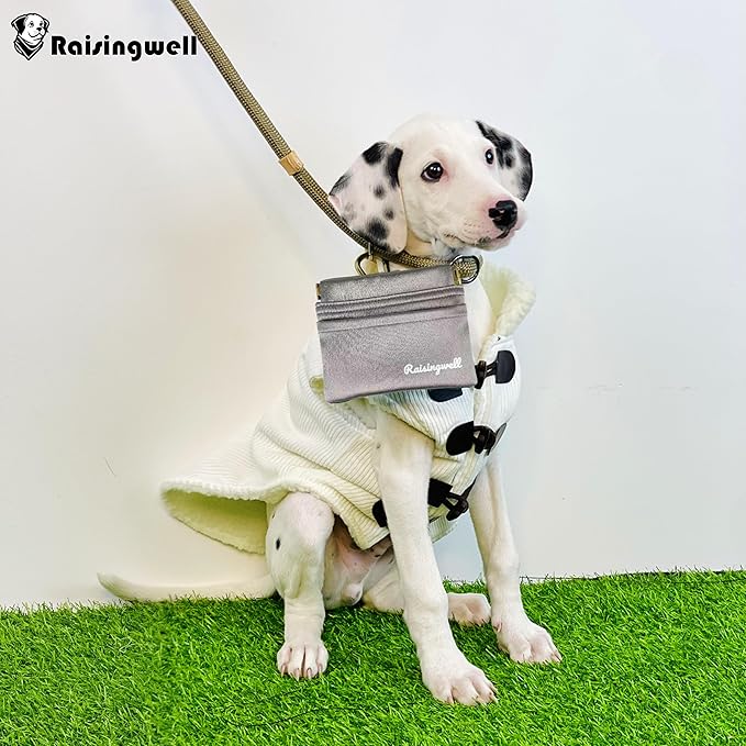 Dog Treat Pouch, Pocket Sized Pet Training Pouch, Hand Free Bronze Dog Walking Bag with Carabiner, Self-Closing Pet Feed Snack Reward, for Puppy Travel or Outdoor Use, NanoPTC-PurrikoPets