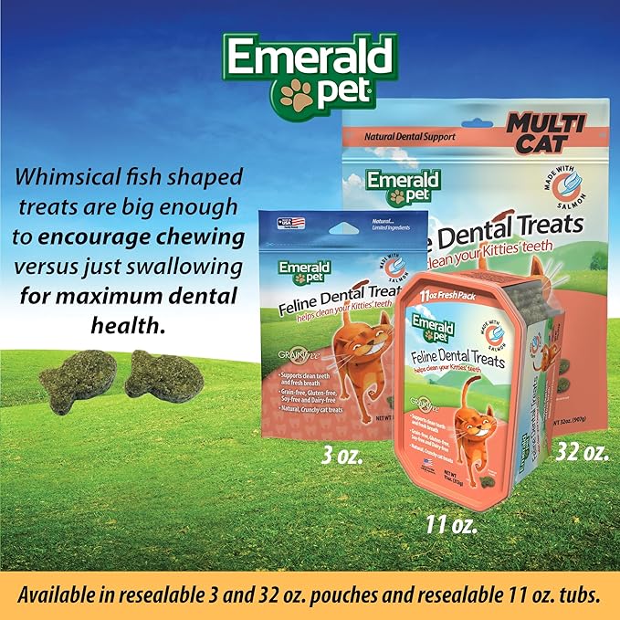 Feline Dental Treats — Tasty and Crunchy Cat Dental Treats Grain Free — Natural Dental Treats to Clean Cat Teeth, Freshen Cat Breath, and Reduce Plaque and Tartar Buildup — Salmon Treats, 3 oz-PurrikoPets