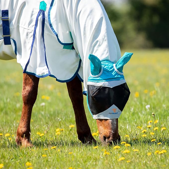 FLYGUARD FINE MESH Fly MASK with Ears (XS Pony, Teal)-PurrikoPets