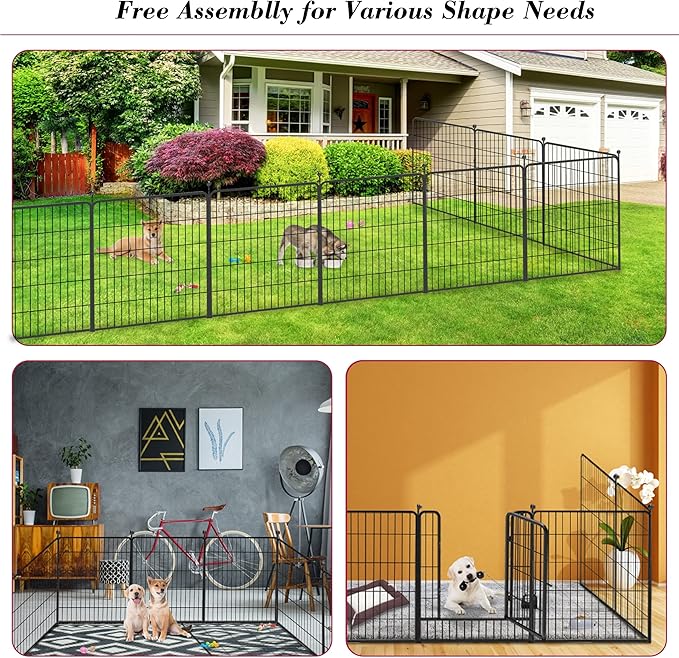 Dog Playpen 32 inch 30 Panels Indoor Outdoor Dog Pen for Medium/Small Dogs Heavy Duty Metal Dog Fence Outdoor for Yard, Puppy Playpen with Door Portable Pet Fence for RV Camping Yard-PurrikoPets
