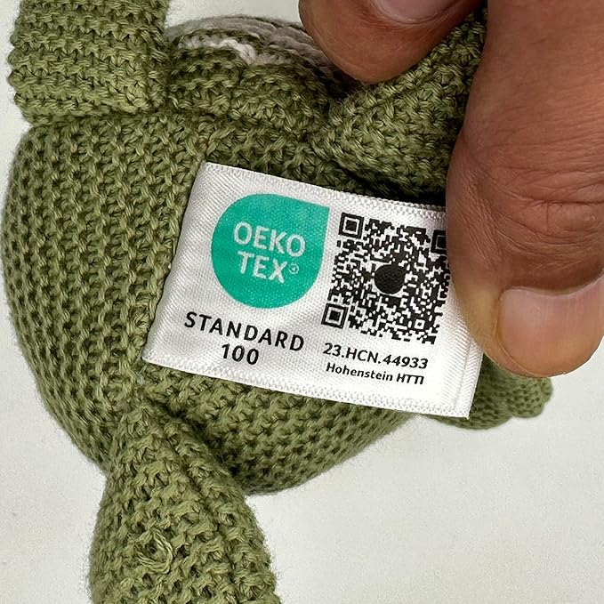 100% Organic Cotton Baby Stuffed Animals | 7.1" Green Dinosaur Plush for Newborn-PurrikoPets