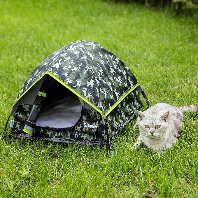 GDanes Camouflage Cat Tent, Portable Pet Cat House with Soft Pad, Cat Cave, Dog House for Small Medium Dogs and Rabbits-PurrikoPets