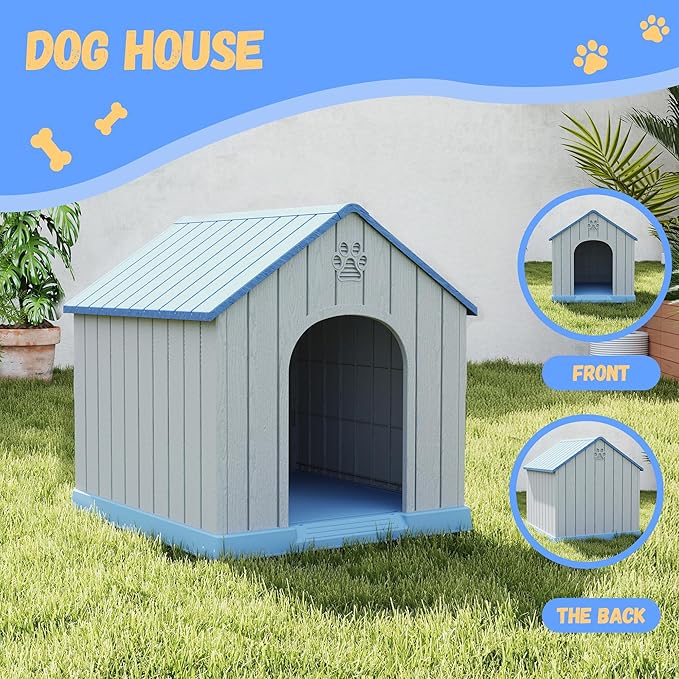DRATO Dog Houses Resin Small Indoor Outdoor Dog Kennel for All-Weather Use Cozy Shelter for Small Dogs in Home, Garden, or Balcony-PurrikoPets