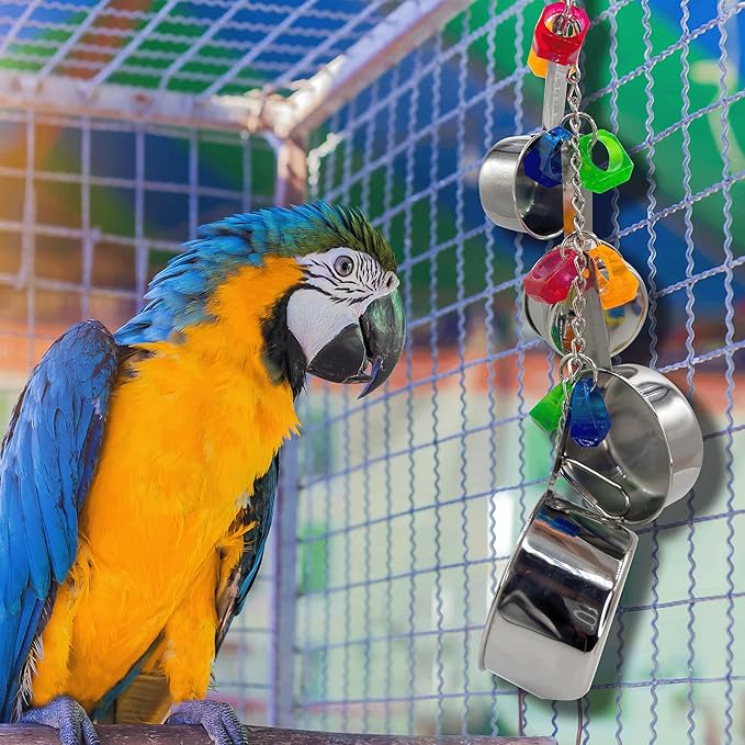 1410 Stainless Pot Delight from Parrots Cockatiels Conures Budgies Macaws Lovebirds African Greys Parrot Toys Stainless Foraging Chew Treat Noise-Making Fun Sensory Enrichment.-PurrikoPets