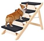 Dog Stairs/Ramp for Bed, Wooden Convertible Pet Steps, Portable Dog Ladder Up to 180 Pound for Elderly/Short-Legged Dogs, 4 Steps for Beds, Couch, Cars-PurrikoPets