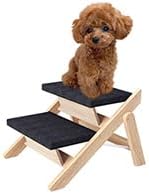 Dog Stairs/Ramp for Bed, Wooden Convertible Pet Steps, Portable Dog Ladder Up to 180 Pound for Elderly/Short-Legged Dogs, 2 Steps for Beds, Couch, Cars-PurrikoPets