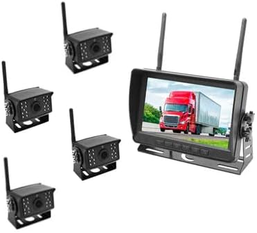 FalconEye Electronics 2nd Generation 200-300Ft Wireless Range Backup Camera for Trucks, Fleets. HD, 7inch LCD (4 Cam System)-PurrikoPets