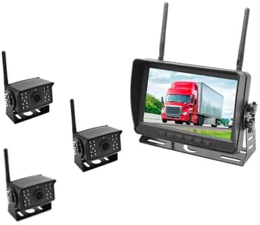 FalconEye Electronics 2nd Generation 200-300Ft Wireless Range Backup Camera for Trucks, Fleets. HD, 7inch LCD (3 Cam System)-PurrikoPets