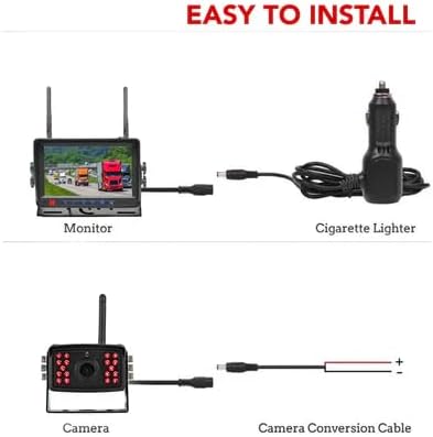 FalconEye Electronics 2nd Generation 200-300Ft Wireless Range Backup Camera for Trucks, Fleets. HD, 7inch LCD (2 Cam System)-PurrikoPets