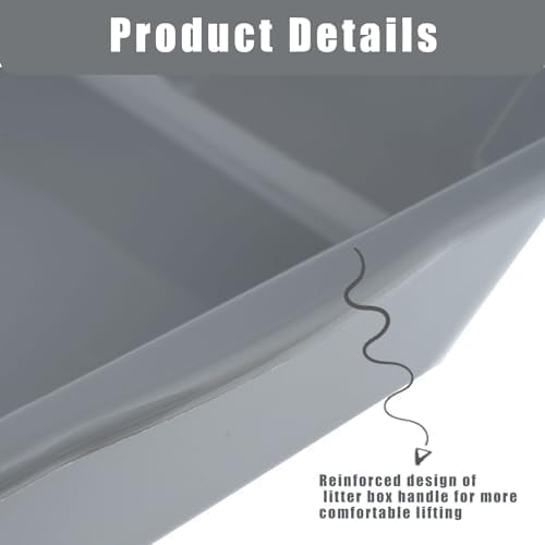 1 Pack of Extra Large Cat Litter Box (ABS Material), Low Entry Senior Litter Pen for Geriatric Kitty Big Cats, Jumbo Pet Safe Litter Boxes Tray for Indoor Pets Potty (Gray, 24" L x 20" W)-PurrikoPets