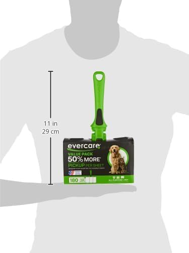 Evercare All Purpose Pet Hair Lint Roller with 2 Refills, 180 Total Sheets – Reusable Sticky Roller for Pet Hair, Cat & Dog Hair Remover, Lint Remover, Pet Hair Remover for Furniture, Clothing & Cars-PurrikoPets