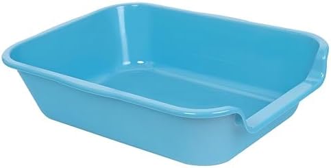 1 Pack of Extra Large Cat Litter Box (ABS Material), Low Entry Senior Litter Pen for Geriatric Kitty Big Cats, Jumbo Pet Safe Litter Boxes Tray for Pets Potty (Light Blue, 20" L x 15.5" W)-PurrikoPets