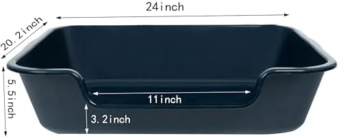 2 Pack of Extra Large Cat Litter Box (ABS Material), Low Entry Senior Litter Pen for Geriatric Kitty Big Cats, Jumbo Pet Safe Litter Boxes Tray for Indoor Pets Potty (Dark Blue, 24"L x 20"W)-PurrikoPets
