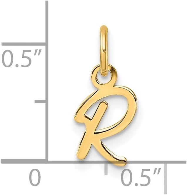 Jewelry Affairs 14K Yellow Gold Script Alphabet Initial Letter Charm Pendant, 14mm