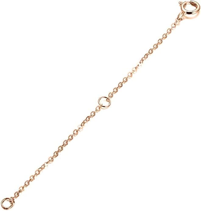 14K Gold Chain Extender for Women, Yellow Gold/White Gold/Rose Gold Adjustable Gold Necklace Anklet EXtension Chain, Available in 2/3/4 Inch