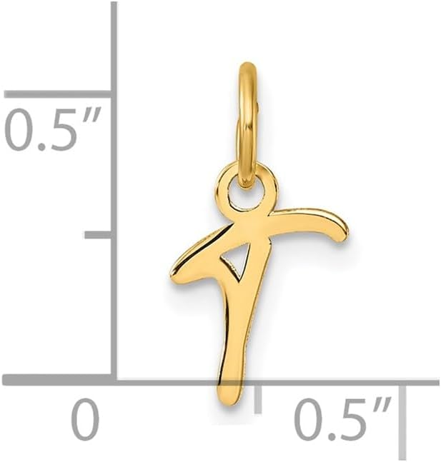 Jewelry Affairs 14K Yellow Gold Script Alphabet Initial Letter Charm Pendant, 14mm
