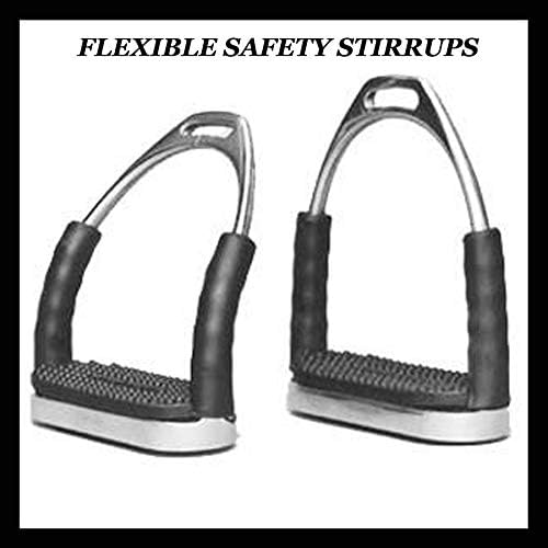 Flex Stainless English Saddle Stirrups Iron Pads Knee Ankle Stress Pain Relief-PurrikoPets