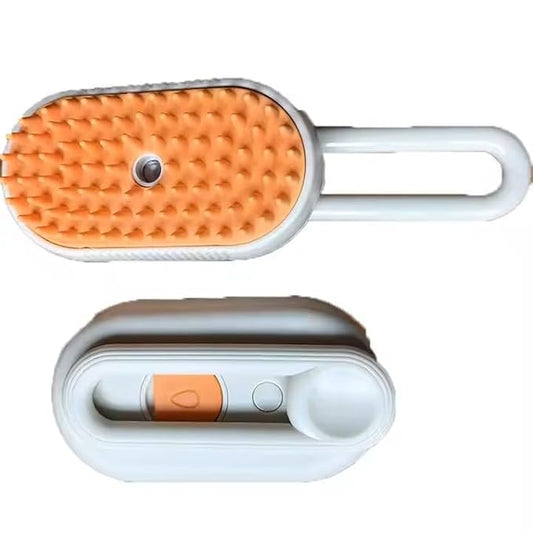 3-in-1 Steam Pet Brush for Cats & Dogs – Self-Cleaning Grooming Comb with Spray Mist, Massage & Shedding, Rechargeable USB, Anti-Static, Foldable Handle – White (WHITE)-PurrikoPets