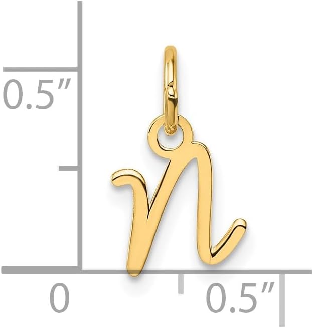 Jewelry Affairs 14K Yellow Gold Script Alphabet Initial Letter Charm Pendant, 14mm