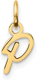 Jewelry Affairs 14K Yellow Gold Script Alphabet Initial Letter Charm Pendant, 14mm