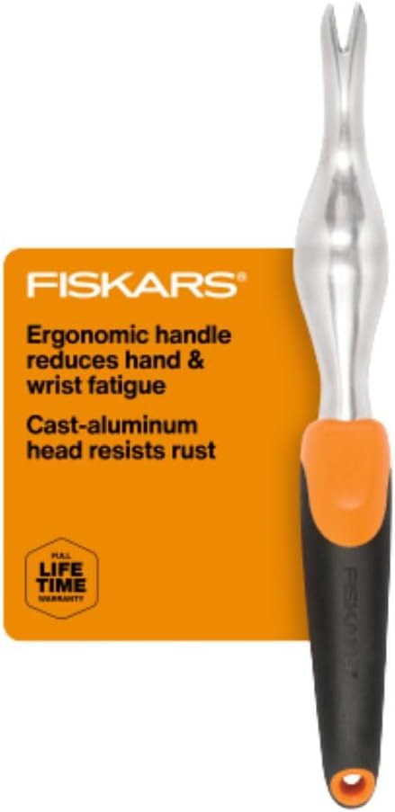 Fiskars Ergo Weeder Tool for Weeding, Heavy Duty Gardening Hand Tool with Ergonomic Handle and Hanging Hole for Storage, Remove Weeds and Roots like Dandelions and Thistles-PurrikoPets