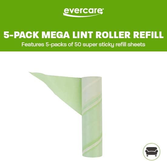 Evercare Pack of 6 10" Wide Large Surface Mega Pet Roller Refill, 50 Sheets Each (300 Sheets Total)-PurrikoPets