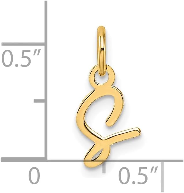Jewelry Affairs 14K Yellow Gold Script Alphabet Initial Letter Charm Pendant, 14mm