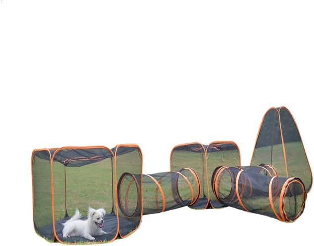 7 in 1 Outdoor Cat Enclosure, Foldable Pop-Up Mesh Playpen Tunnel for Pet Run, Foldable Outside Enclosed Tent Cage for Small Dogs, Rabbit and Other Animals-PurrikoPets