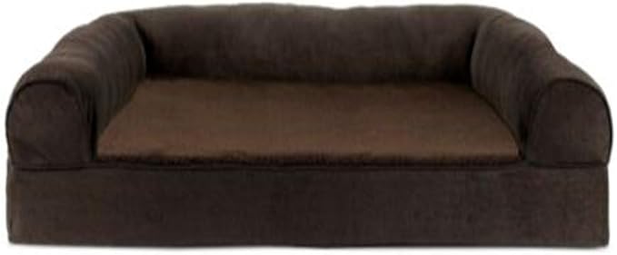 Furhaven Orthopedic Dog Bed for Large Dogs w/ Removable Bolsters & Washable Cover, For Dogs Up to 95 lbs - Plush & Suede Sofa - Espresso, Jumbo/XL-PurrikoPets