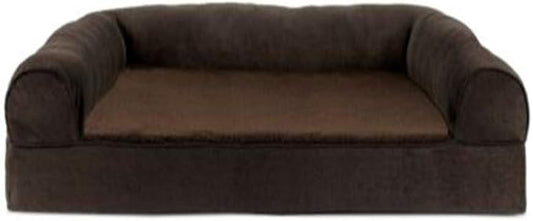 Furhaven Orthopedic Dog Bed for Large Dogs w/ Removable Bolsters & Washable Cover, For Dogs Up to 95 lbs - Plush & Suede Sofa - Espresso, Jumbo/XL-PurrikoPets