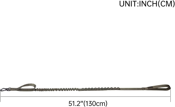 Excellent Elite Spanker Tactical Bungee Dog Leash Military Adjustable Dog Leash Quick Release Elastic Leads Rope with 2 Control Handle(Ranger Green)-PurrikoPets