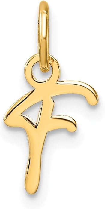 Jewelry Affairs 14K Yellow Gold Script Alphabet Initial Letter Charm Pendant, 14mm
