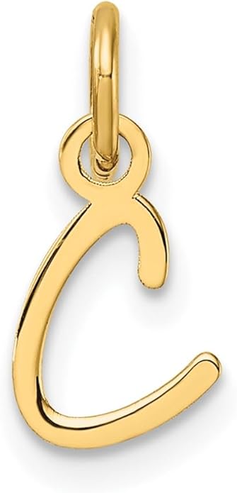 Jewelry Affairs 14K Yellow Gold Script Alphabet Initial Letter Charm Pendant, 14mm