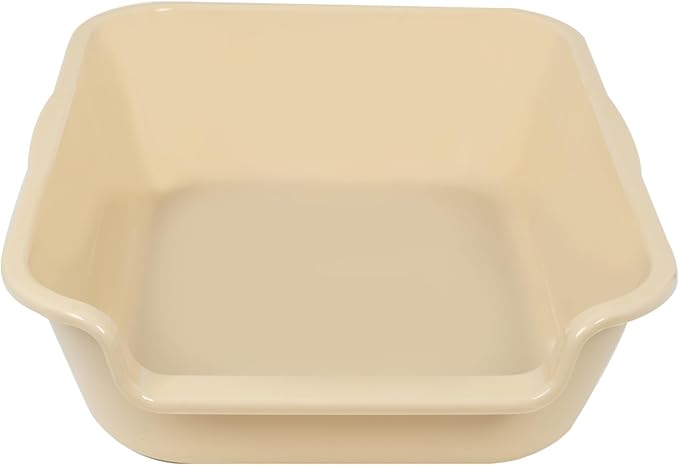 1 Pack of Extra Large Cat Litter Box (ABS Material), Low Entry Senior Litter Pen for Geriatric Kitty Big Cats, Jumbo Pet Safe Litter Boxes Tray for Pets Potty (Beach Sand, 20" L x 15.5" W)-PurrikoPets