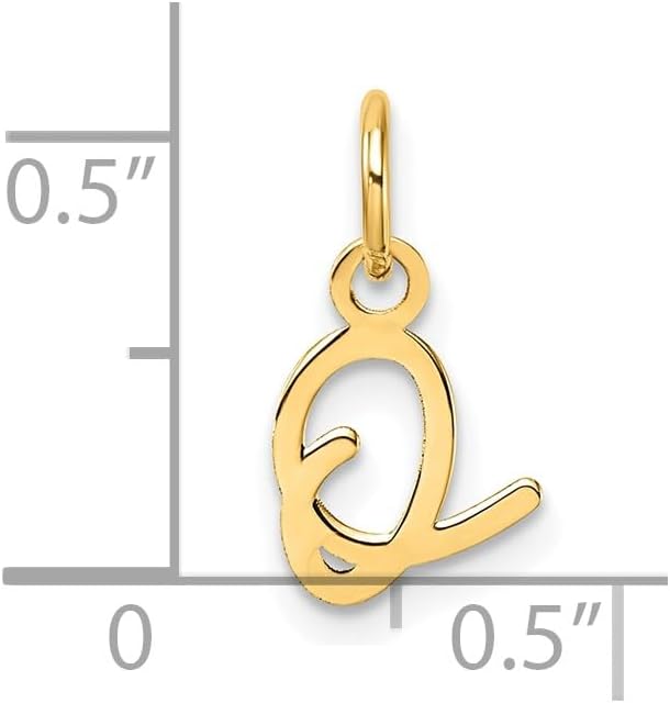 Jewelry Affairs 14K Yellow Gold Script Alphabet Initial Letter Charm Pendant, 14mm